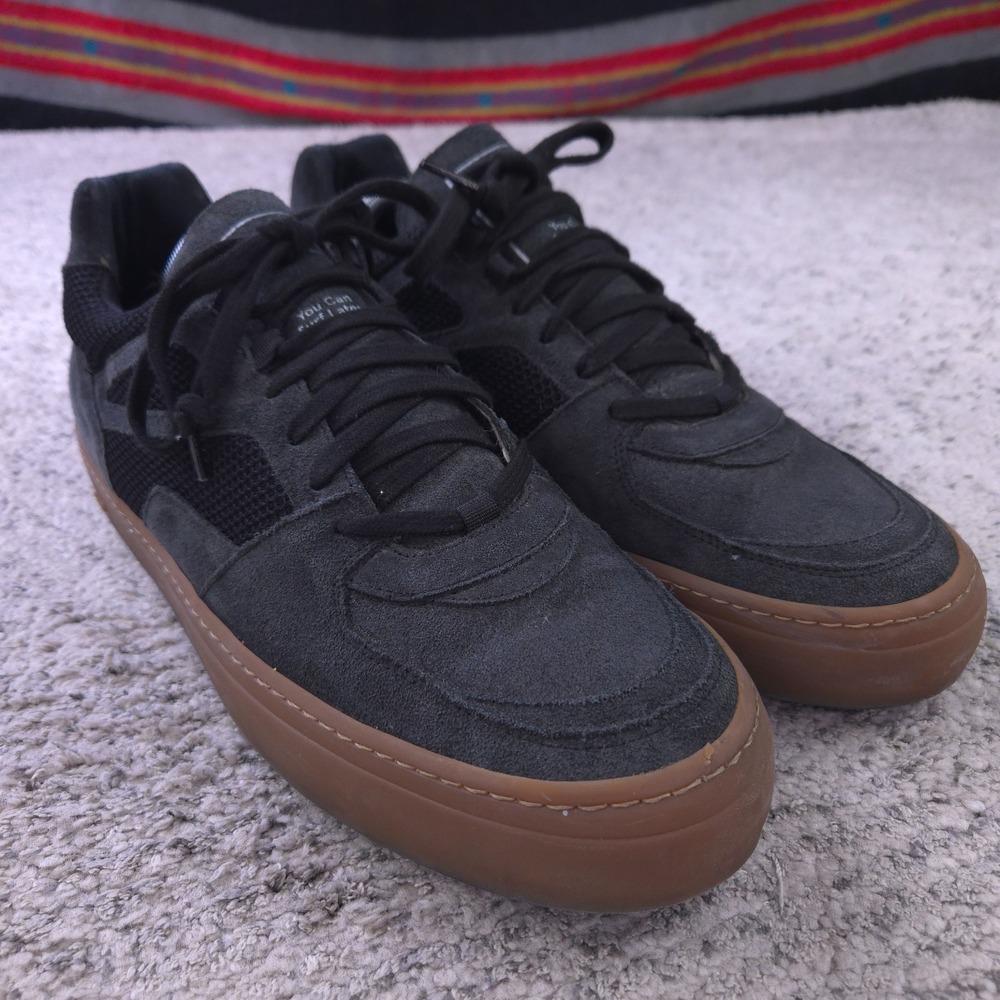 P448 Sneakers Mens Size 46 12US Shoes Skate Style Black Gum Made In Italy